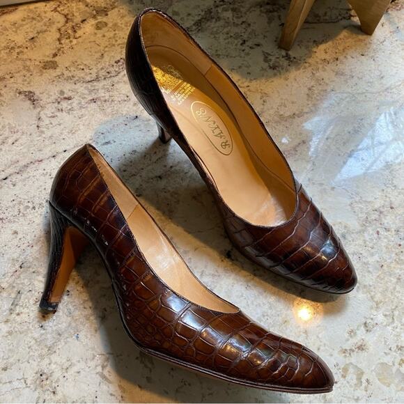 Rayne London $540 Vtg. EVITA Croc Leather Heels sz 9.5 NN (AA) EUC - Picture 2 of 13